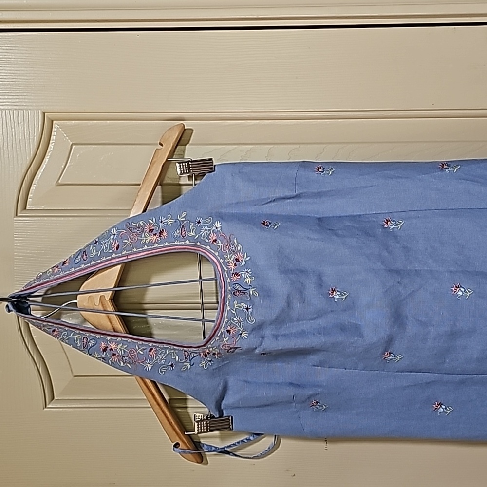 Kenar Light Blue Embroidered Backless Halter Dress - Picture 2 of 11